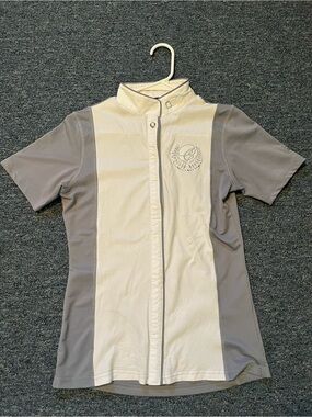 Cavallo Equestrian Show Shirt in White and Gray size small